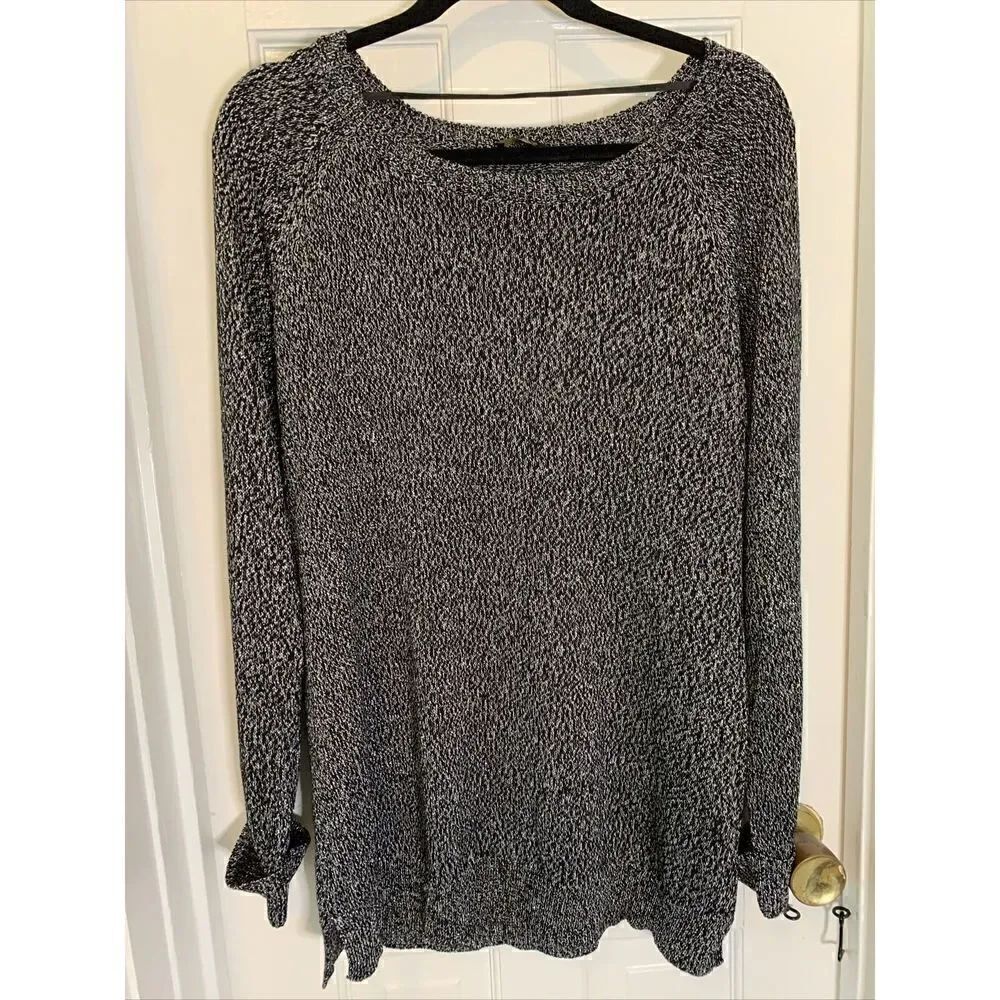 Cupio Womens Black Long Sleeve Round Neck Rayon Blend Long Sweater